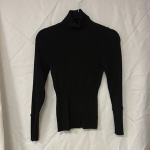 White House Black Market Black Ribbed Turtleneck Top